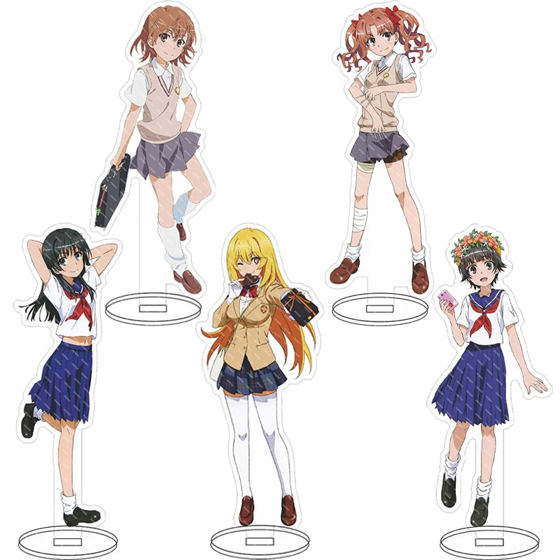 16CM Anime Figure A Certain Scientific Railgun‌ Misaka Mikoto Shirai Kuroko Uiharu Kazari Cos Acrylic Stand Ornaments Gifts