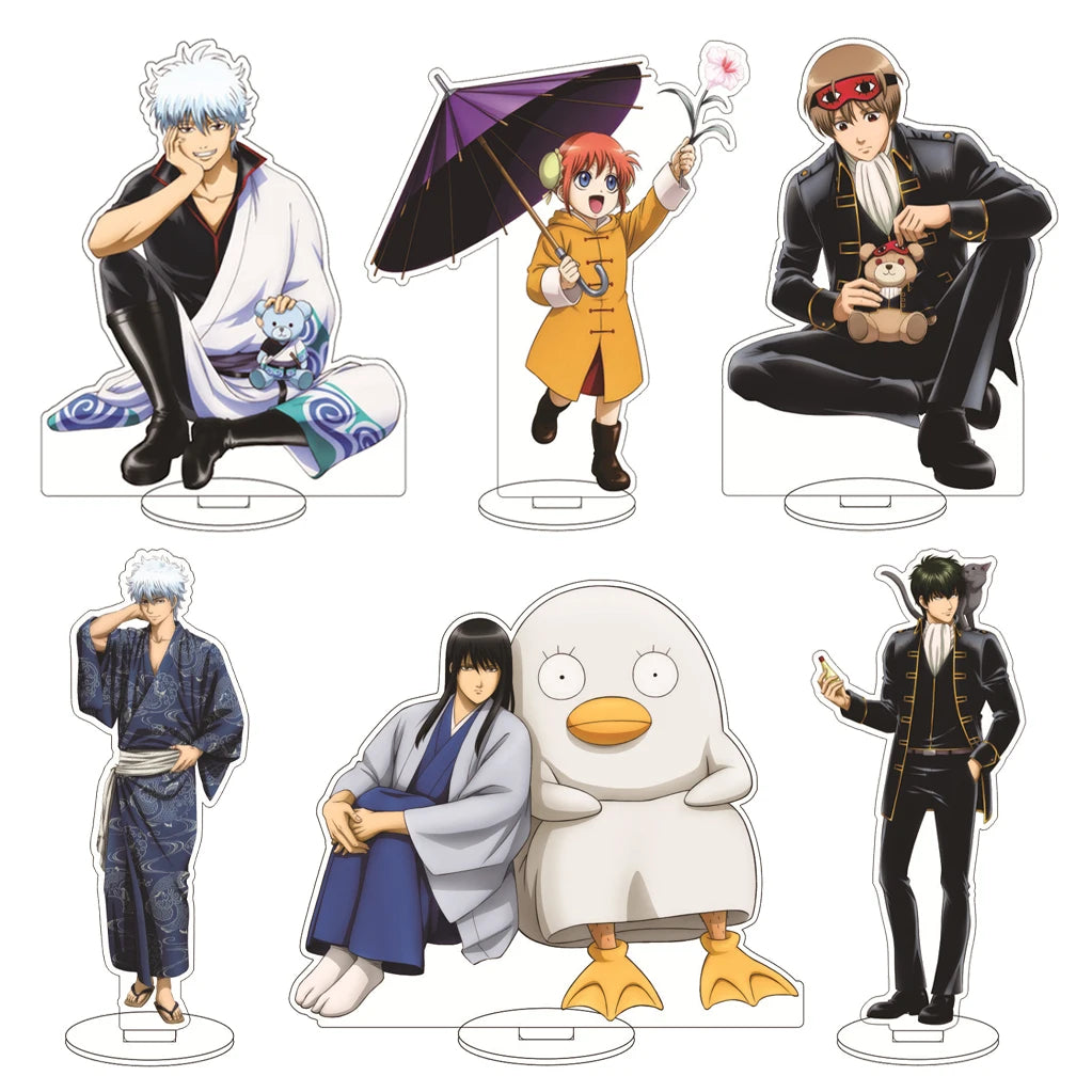 16CM Anime Gintama Sakata Gintoki Shimura Shinpachi Kagura Kondou Isao Okita Sougo Cos Acrylic Figure Stand Ornaments Gifts