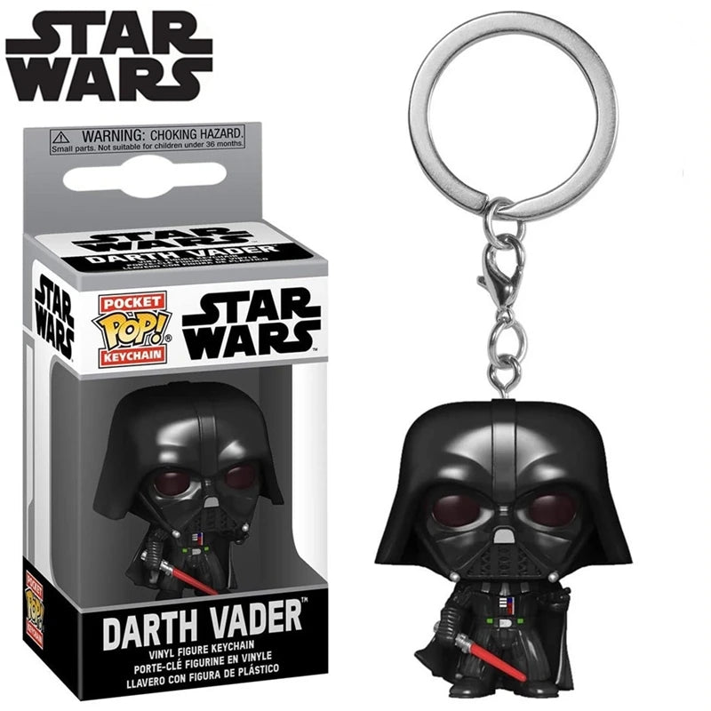 FUNKO Keychain Star Wars White Pawns Mandalorian Darth Vader Keychain PVC Action Figure Collection Model Toys For Children POP