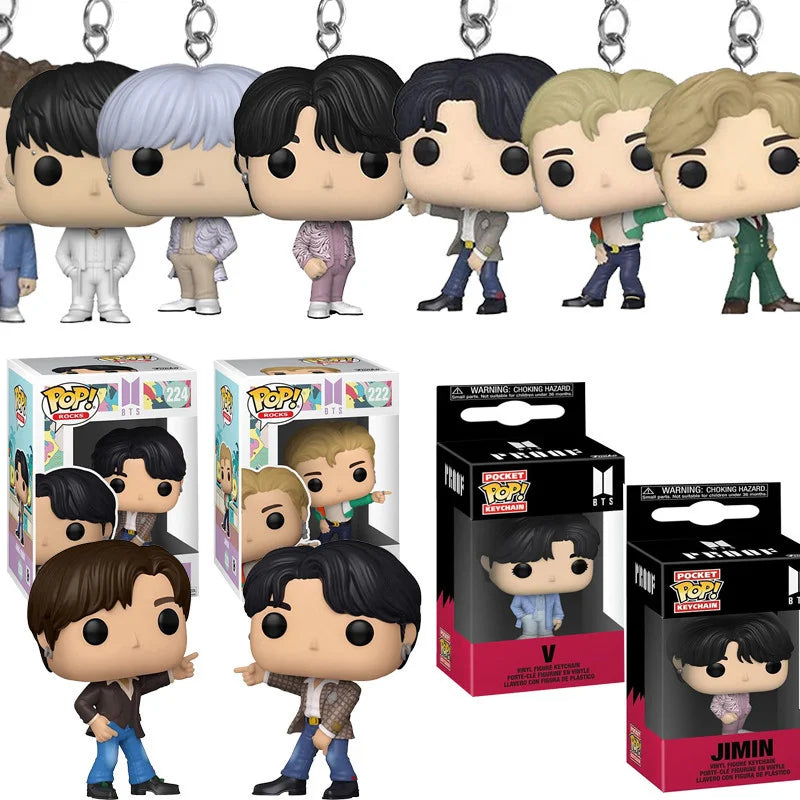 Funko POP Pocket Keychain Toy Men's Team RM SUGA JUNG KOOK JIMIN Jin V J-HOPE Pocket Pop Keychain Vinyl Figure Collection Toys