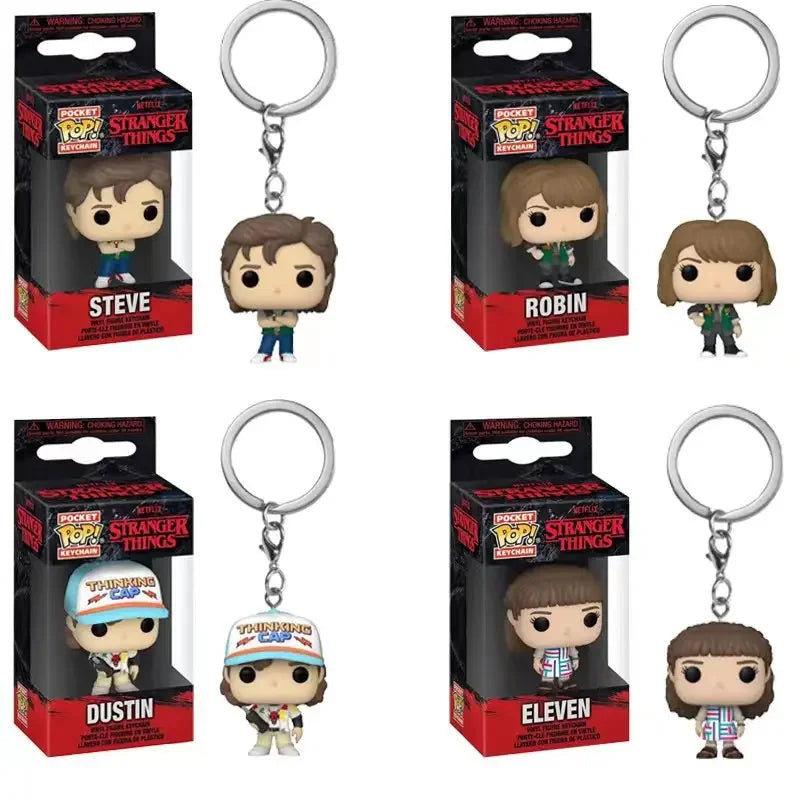Funko POP NEW  ELEVEN Demogorgon DUSTIN Barb Steve Robin Keychain Toy Vinyl Figure Pocket Keychain Model Kid Toys