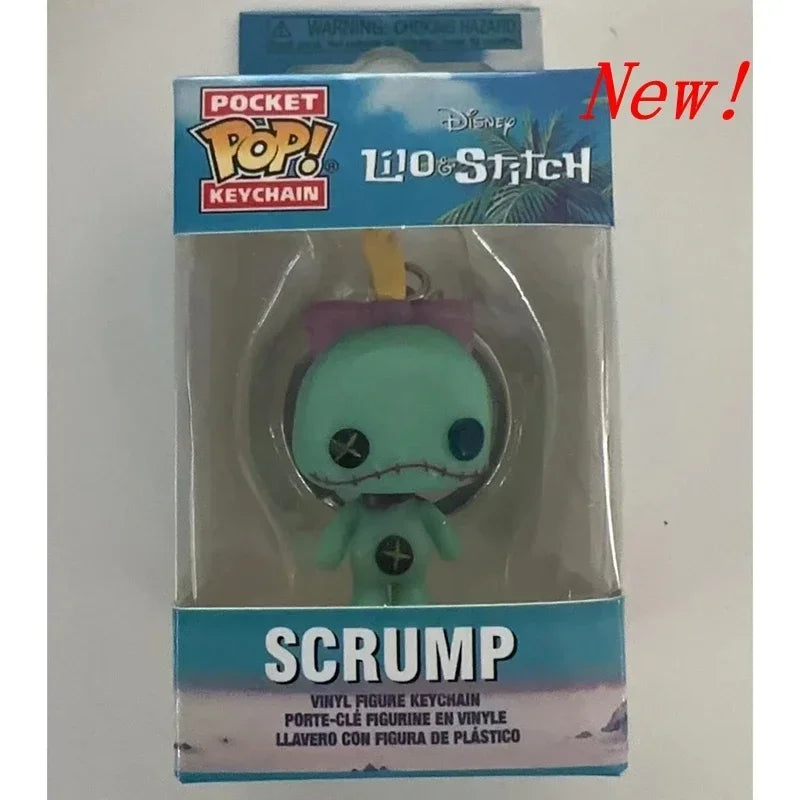 New 22 Styles Funko Pocket pop Keychains Mickey Mouse Minnie Donald Duck Stitch Angel Elvis TIKI Lilo Scrump Vinyl Figure Toys