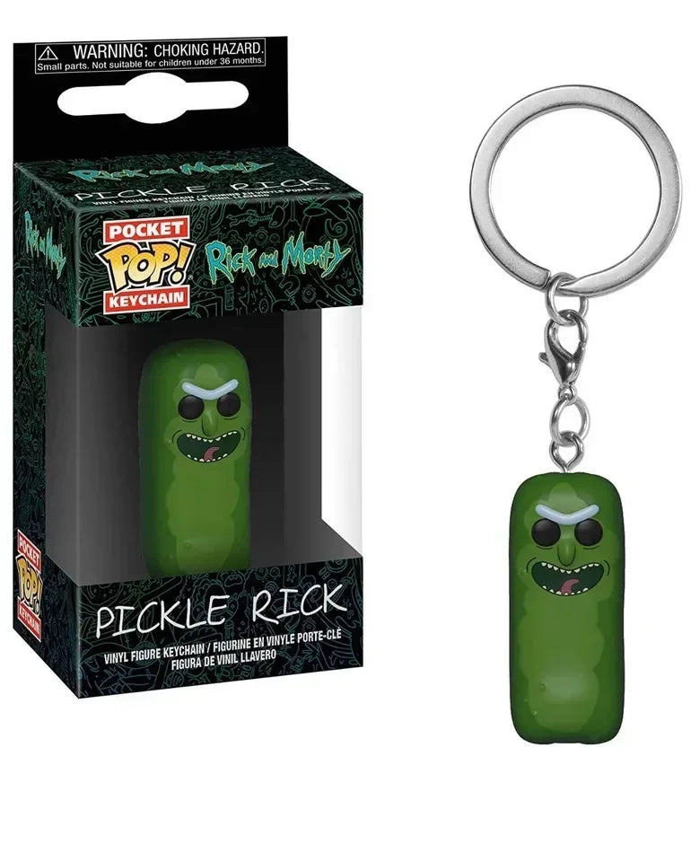 Funko Pop Rick  Keychain Vinyl Figure Toys Funny Rick Pickle and Morty Mr. Meeseeks Snowball Dolls Pocket Pop Keyring