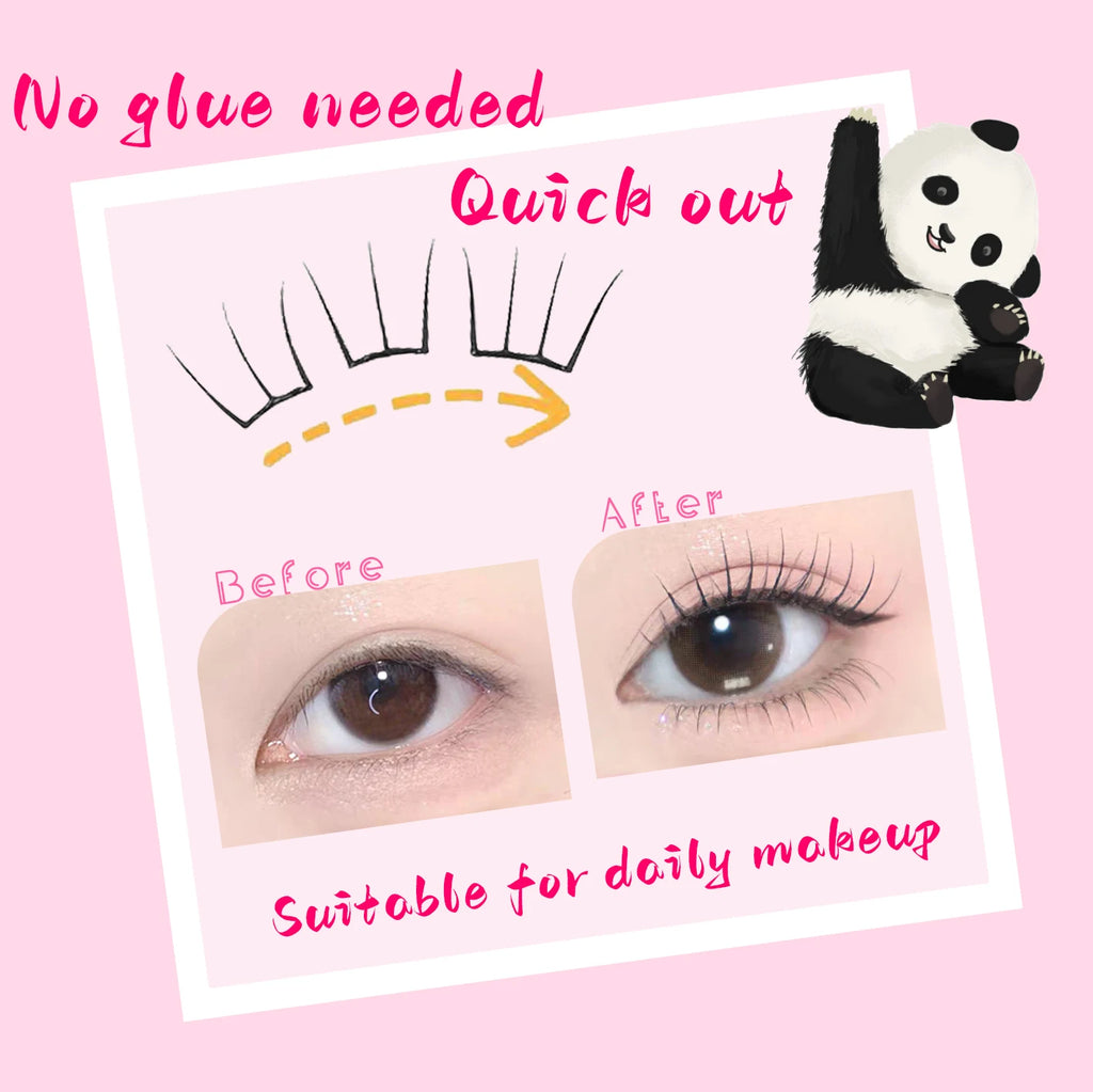 Korean Stylish False Eyelashes K-pop Inspired Design Comic Fluffy Clustered Slender Self-Adhesive Perfect for Everyday