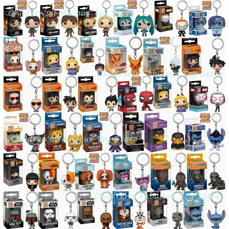 2026 Funko POP Keychains Dragons Ball Star Keychain wars Spiderman Attack on Levi Toy STITCH Rick Kurama Todoroki Figure Toys