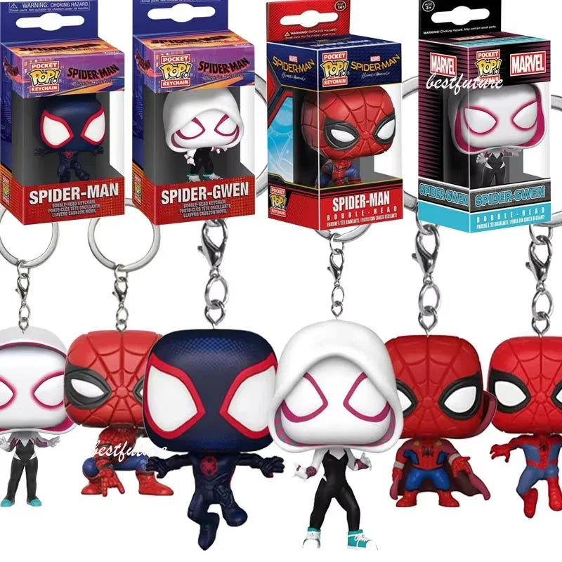 FUNKO POP The Avengers Marvels Iron Man Rocket Spider-man Hulk Loki Thor Captain America Panther Pocket Keychain Model Toys Gift