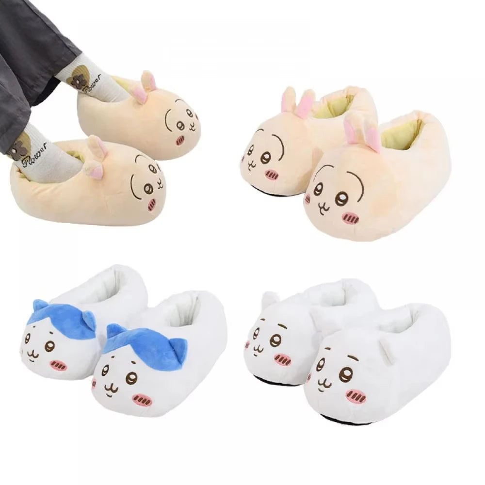 Anime Chiikawa Hachiware Women Plush Slippers Kawaii Usagi Cartoon Couple Comfort Home Warm Cute Girl Cotton Slippers Gifts