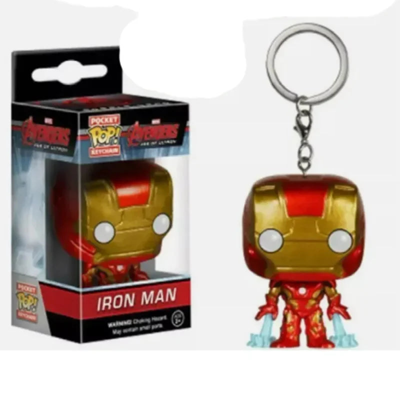 FUNKO POP The Avengers Marvels Iron Man Rocket Spider-man Hulk Loki Thor Captain America Panther Pocket Keychain Model Toys Gift