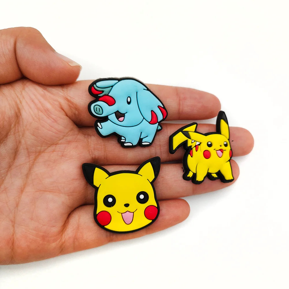 Anime Cartoon Pikachu Psyduck Squirtle Sandals Accessories 10/20/27Pcs Pokemon Clogs Sandals Decor Buckle Girls Birthday Gifts