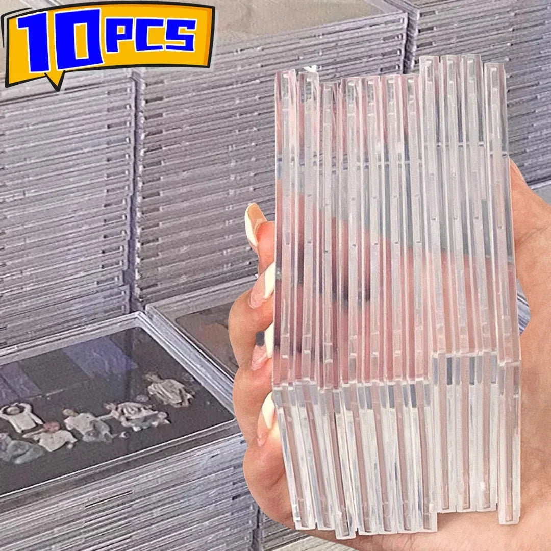 Clear Acrylic Card Holder Snap Type Gaming Sports Trading Card Display Case Kpop Idol Photo Protective Sleeves Not Magnetic